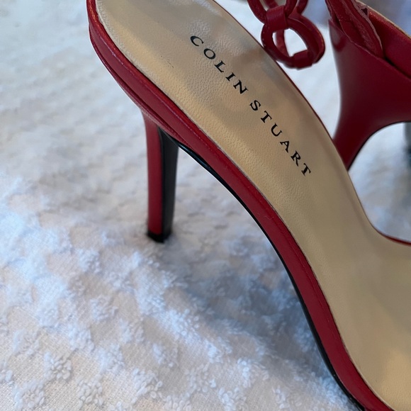 COLIN STUART Size 7 Red High Heel Ankle Strap Sandals - Picture 3 of 7